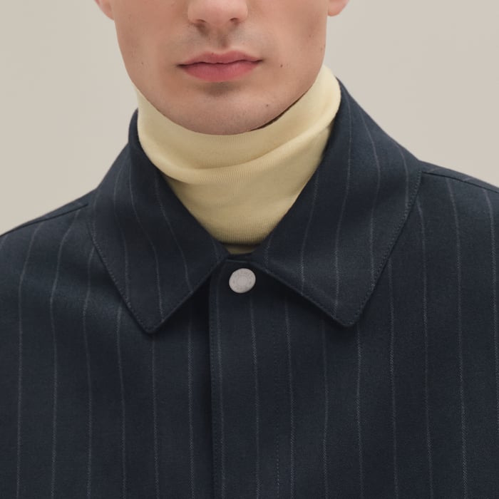 Marine "Rayures De Laine Et Papier" Overshirt With Removable Hood
