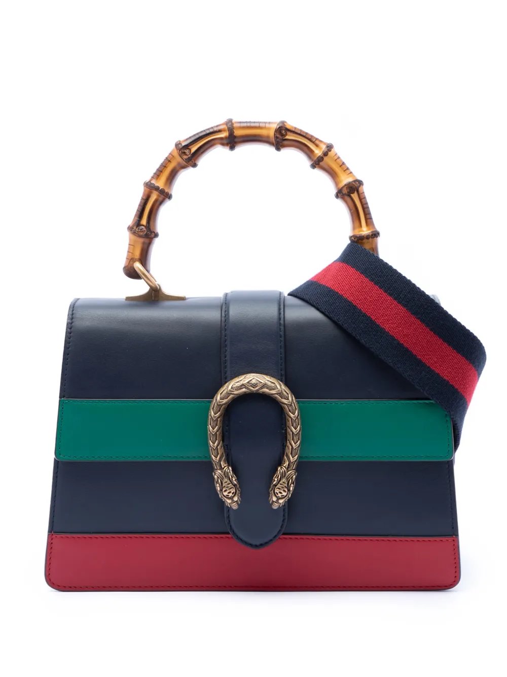 2016-2026 Medium Leather Bamboo Dionysus Web satchel