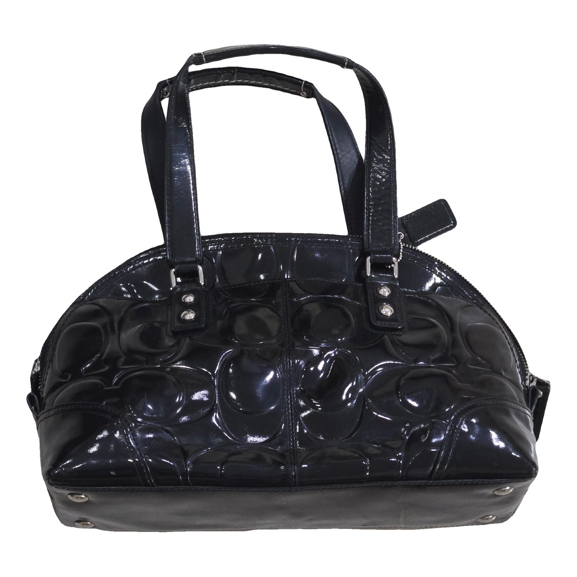 Cartable mini sierra patent leather bowling bag