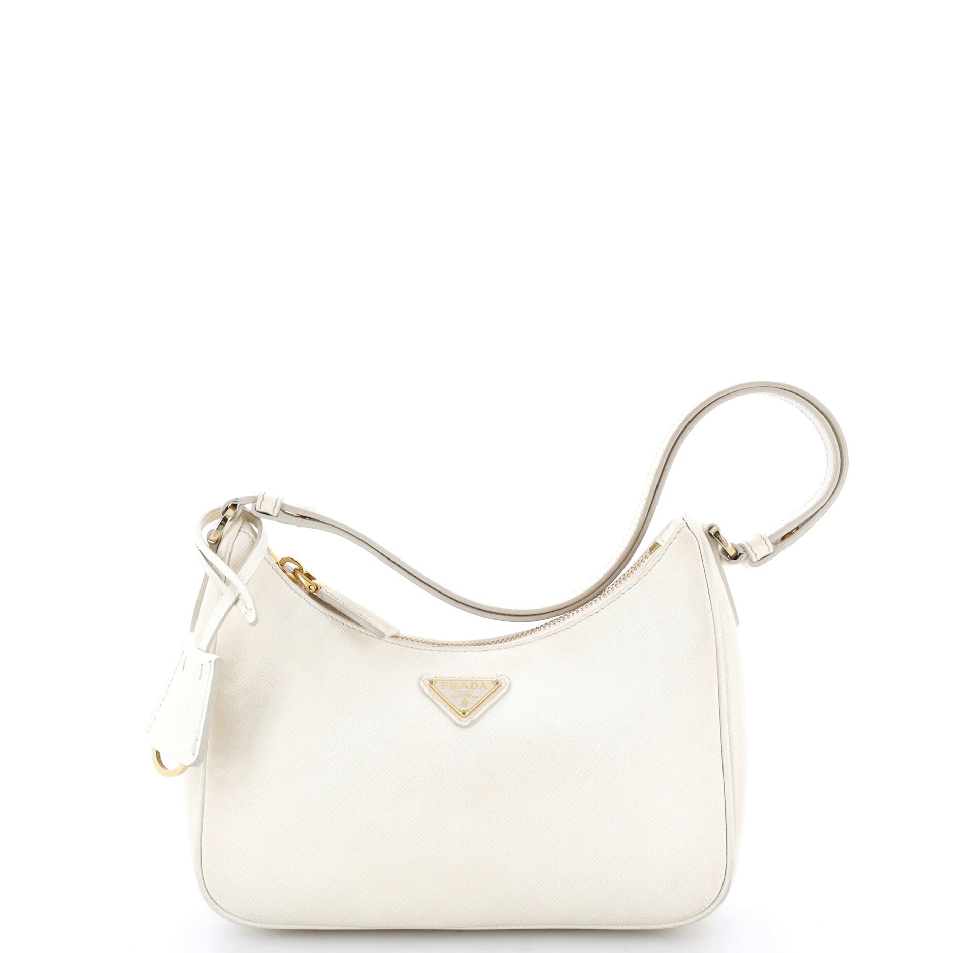Adjustable Handle Zip Hobo Saffiano Leather Mini
