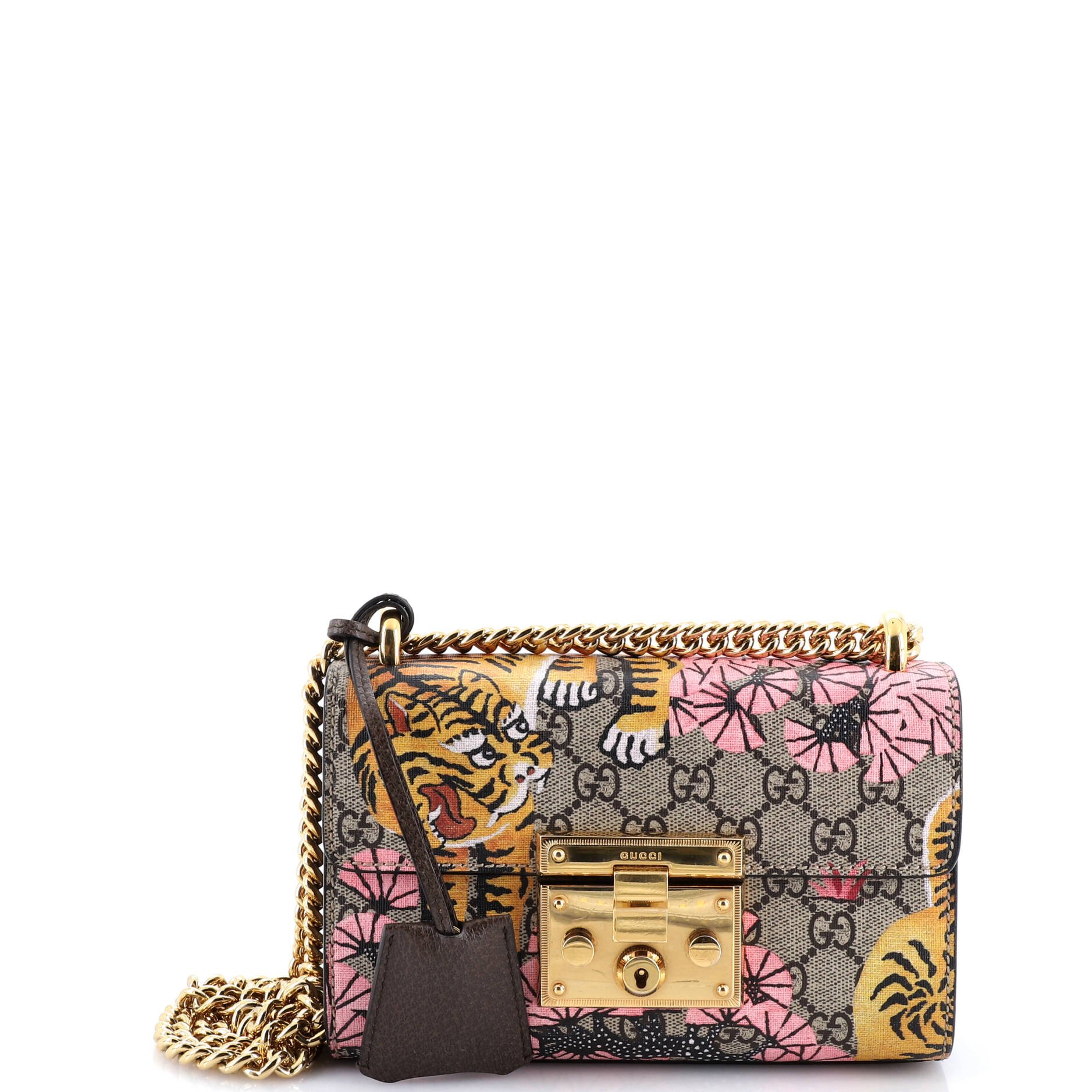 Padlock Shoulder Bag Bengal Print GG Coated Canvas Small