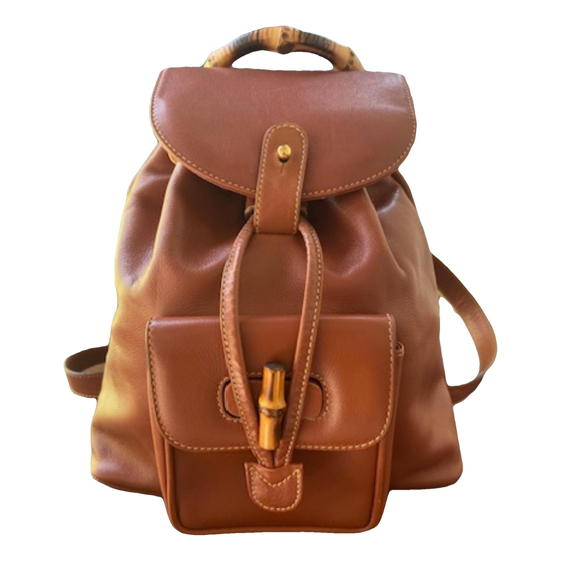 Bamboo Tassel Oval leather backpack