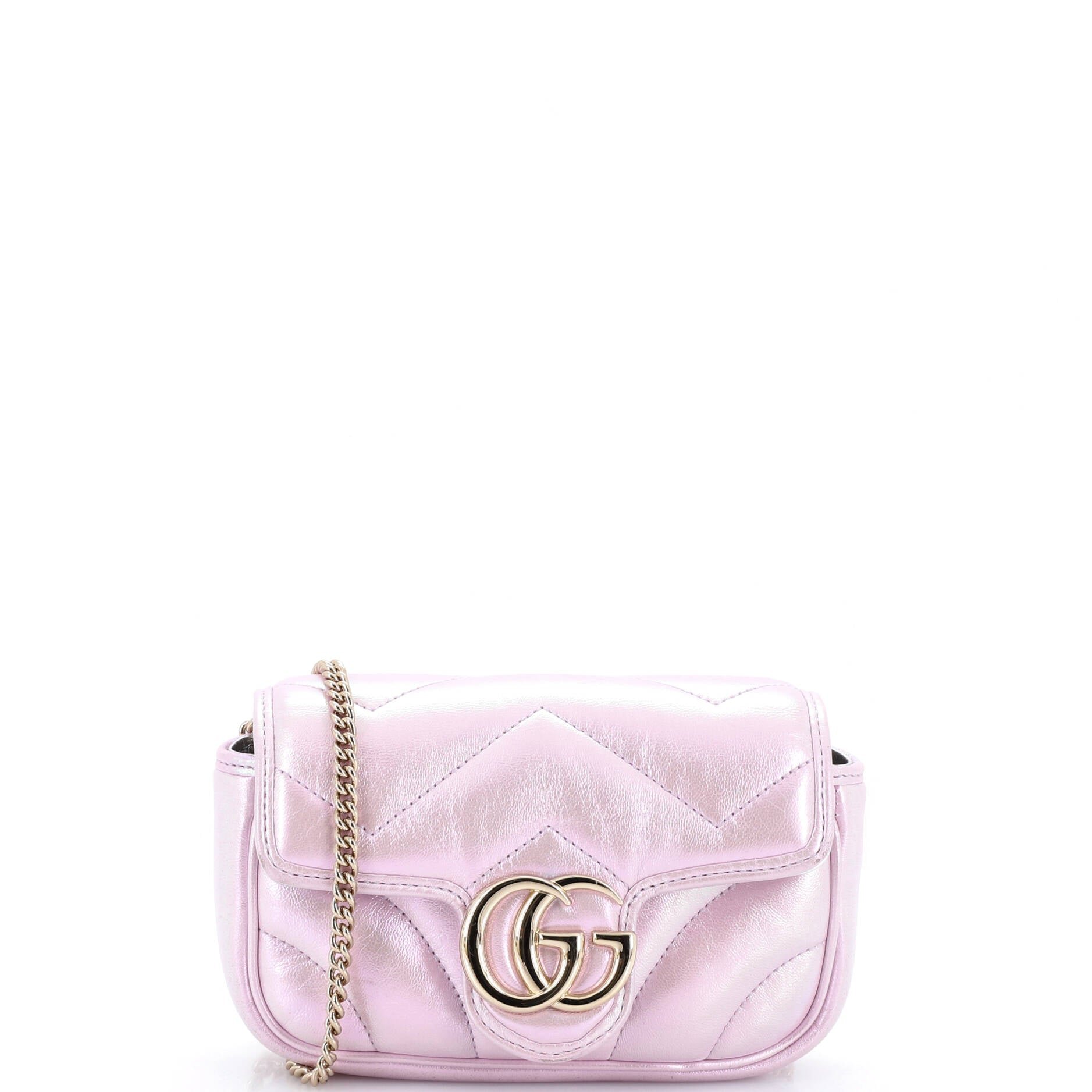 GG Marmont Flap Bag Chevron Iridescent Leather Super Mini