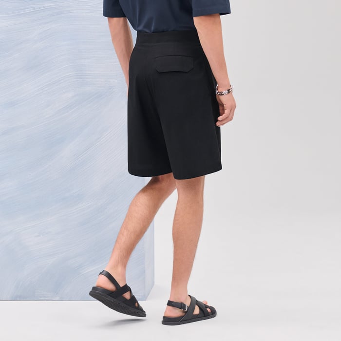 Noir "Pique Plie Satin" Malibu Shorts