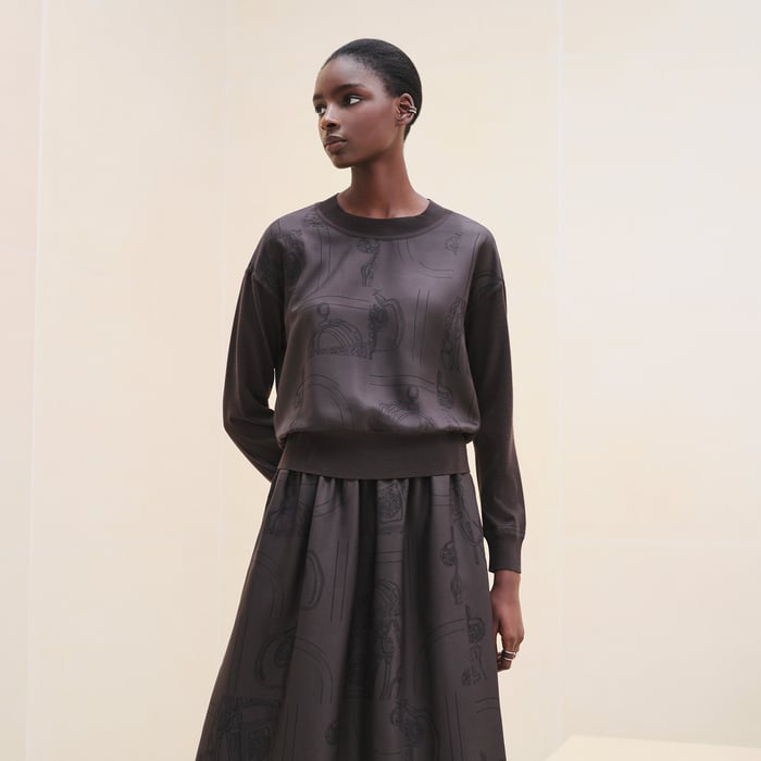 Marron Ébène "En Desordre Finesse" Long-sleeve Twillaine Sweater