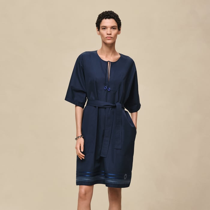 Bleu Outremer Embroidered Beach Caftan