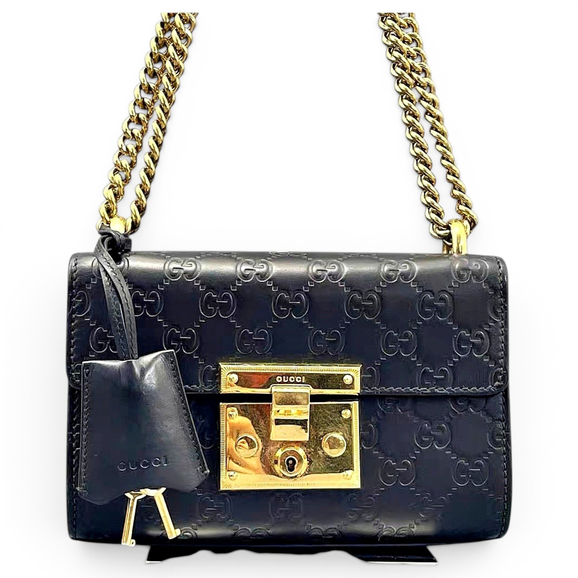Padlock leather handbag