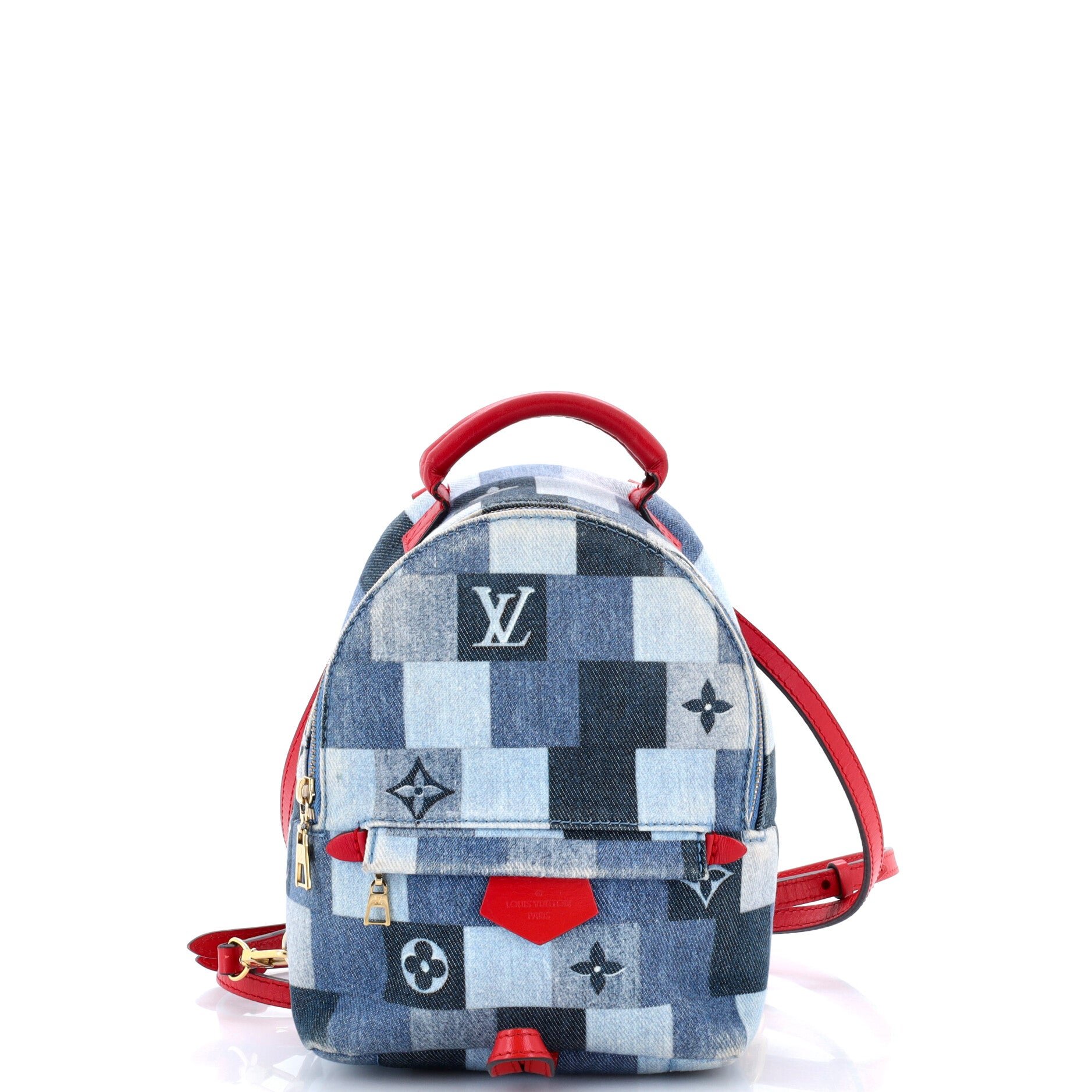 Palm Springs Backpack Damier and Monogram Patchwork Denim Mini