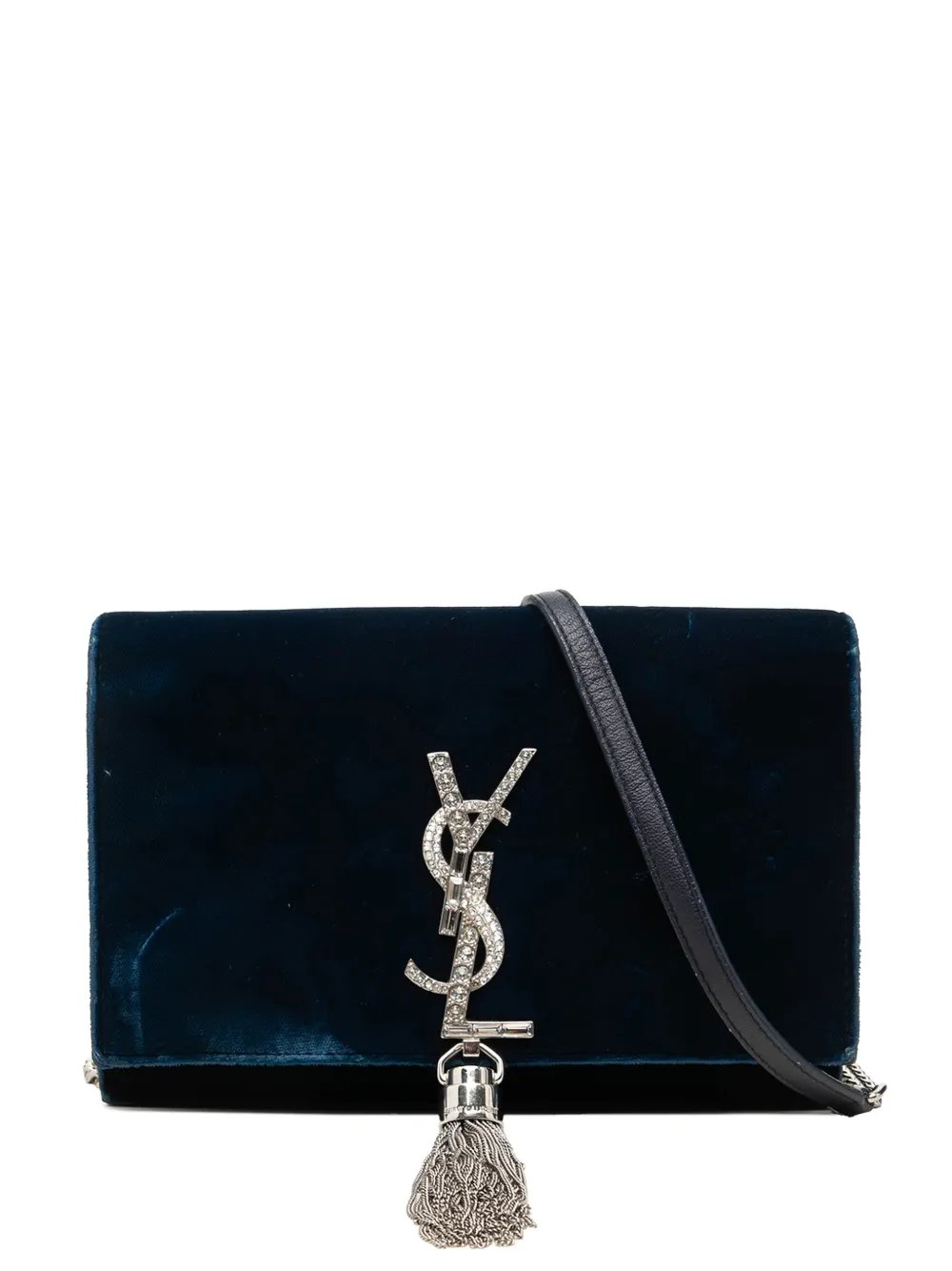 2017 Velvet Crystal Monogram Kate Tassel Wallet On Chain crossbody bag