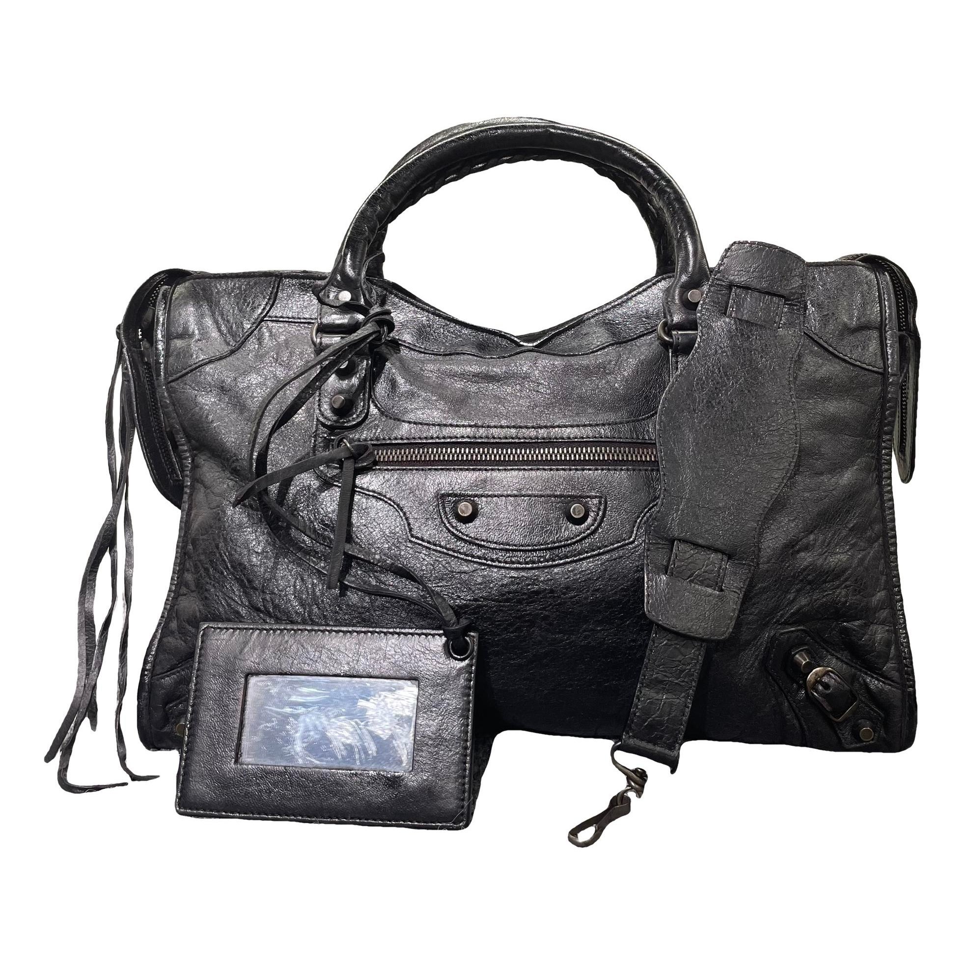 City leather handbag