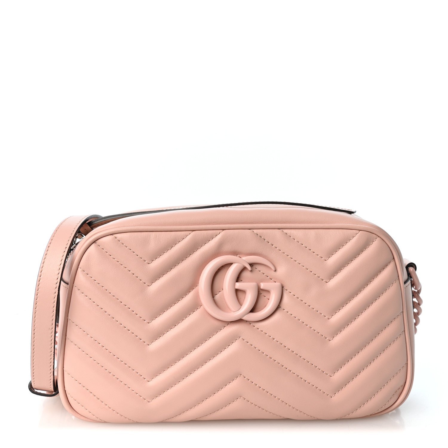 Calfskin Matelasse Monochrome Small GG Marmont Chain Shoulder Bag Perfect Pink