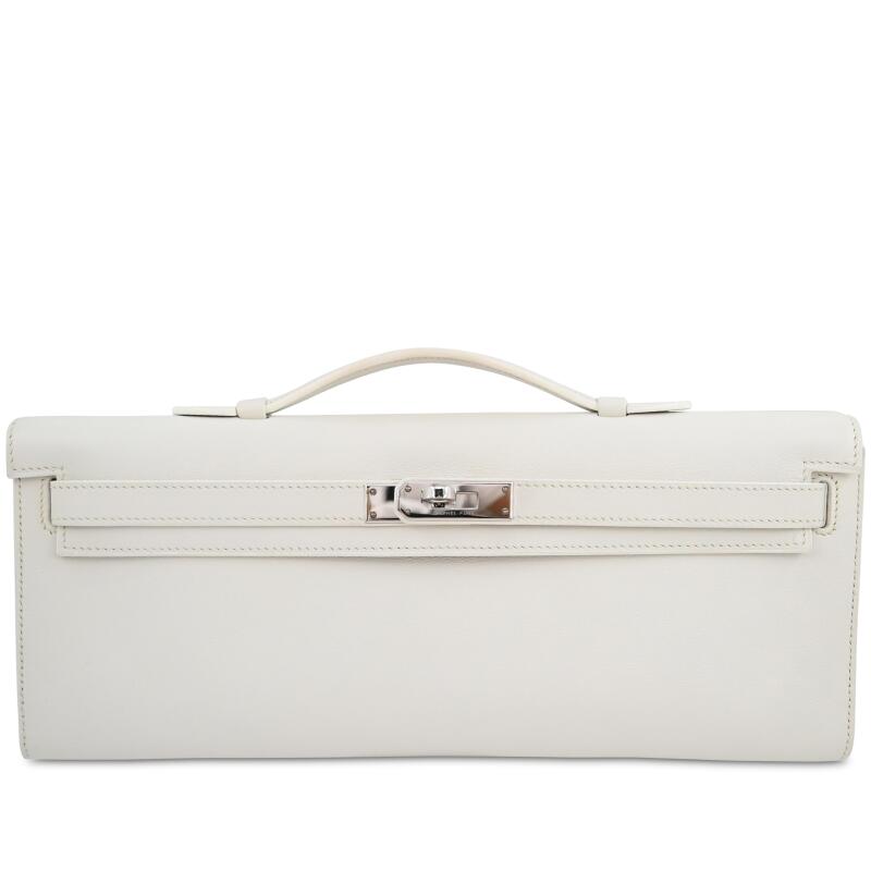Hermes White Swift Kelly Cut Palladium Hardware, 2008