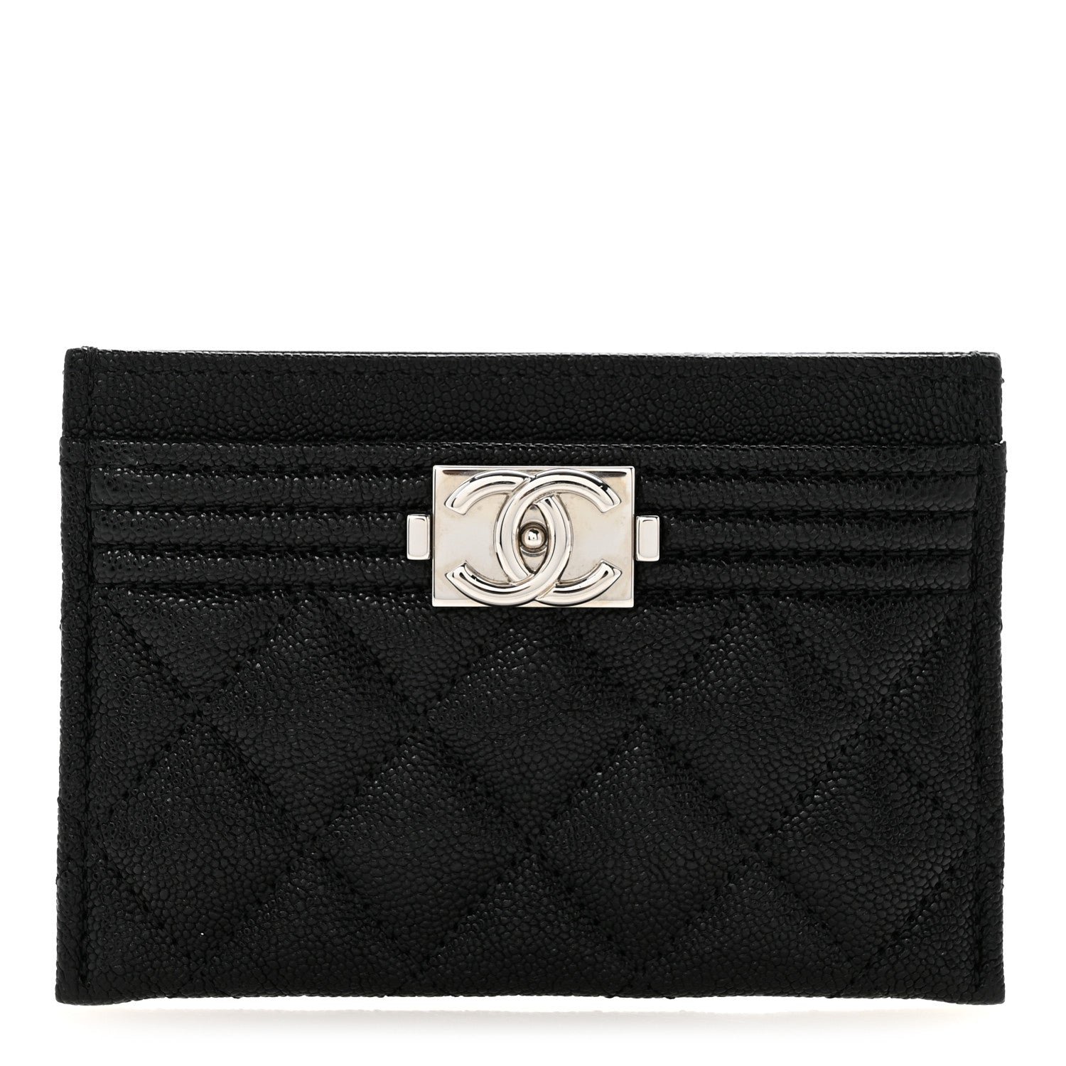 Chanel Caviar Quilted Boy Card Holder Black