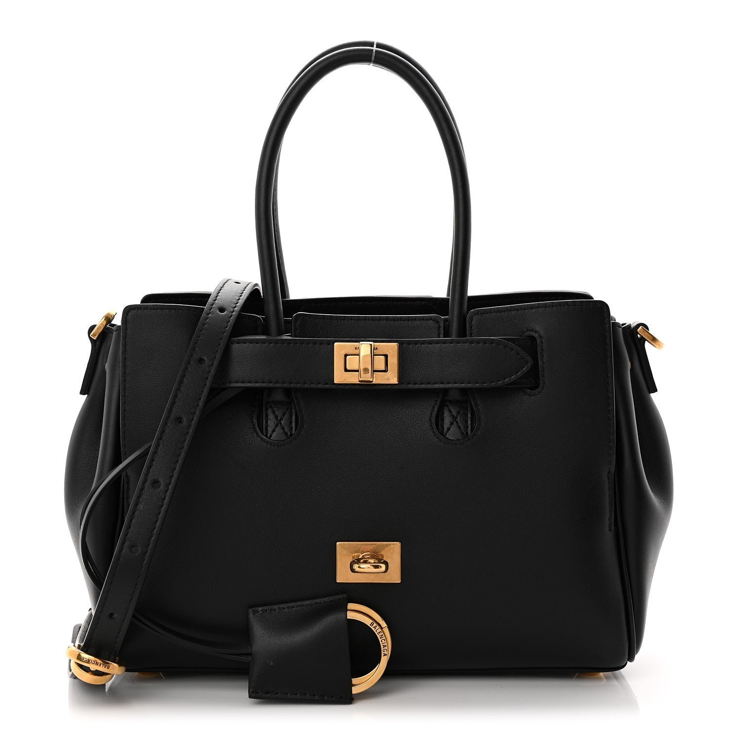 Balenciaga Smooth Calfskin Mini Bel Air Carry All Bag Black