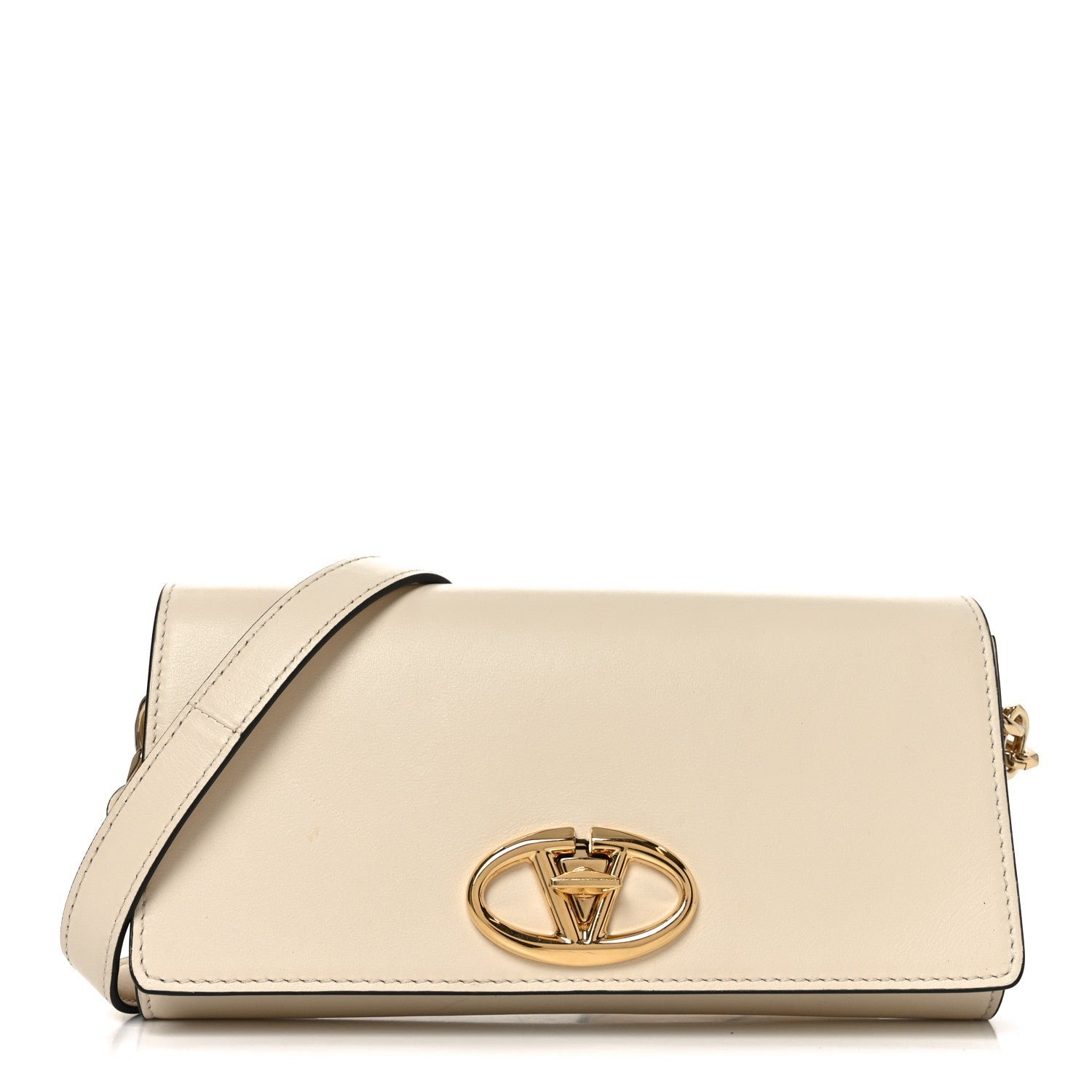 Valentino Garavani Calfskin Vlogo Crossbody Pouch White