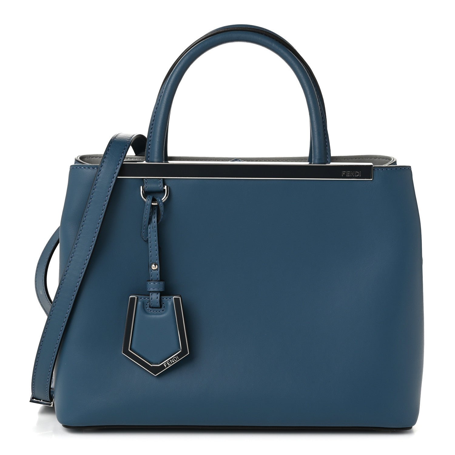 Fendi Vitello Dolce Century Petite 2Jours Tote Balena Grigio Perla