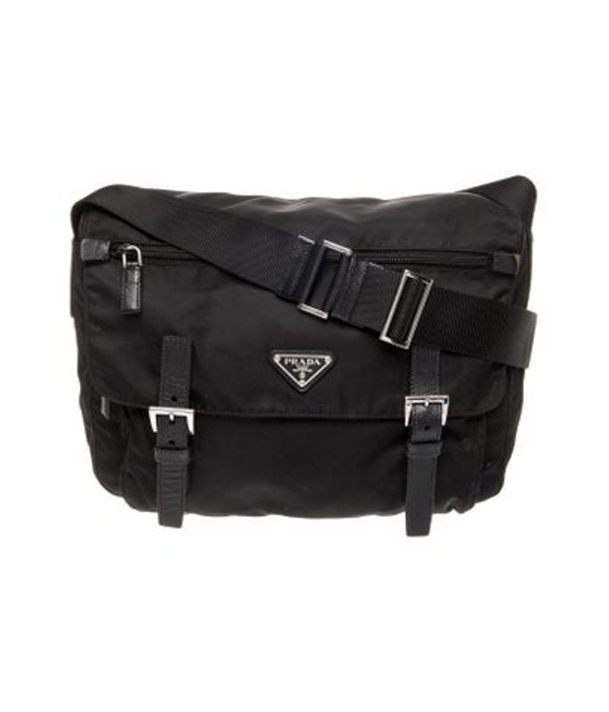 Prada Enameled Metal Triangle Messenger Bag