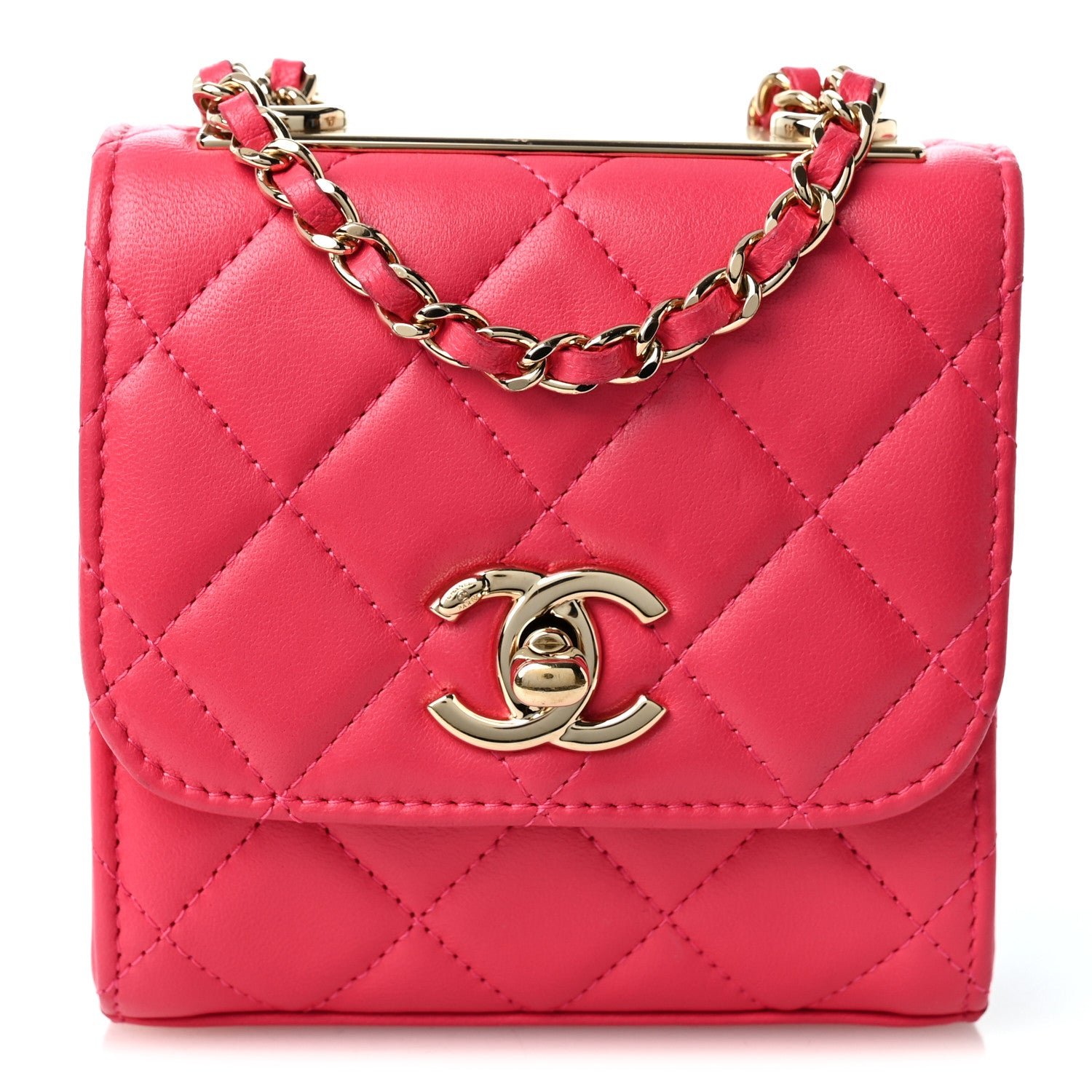 Chanel Lambskin Quilted Mini Trendy CC Clutch With Chain Pink