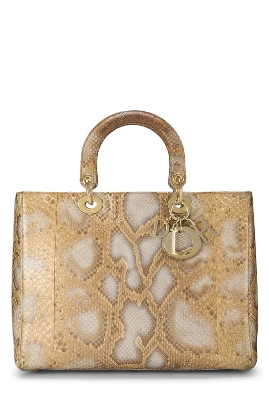 Brown Python Lady Dior Large