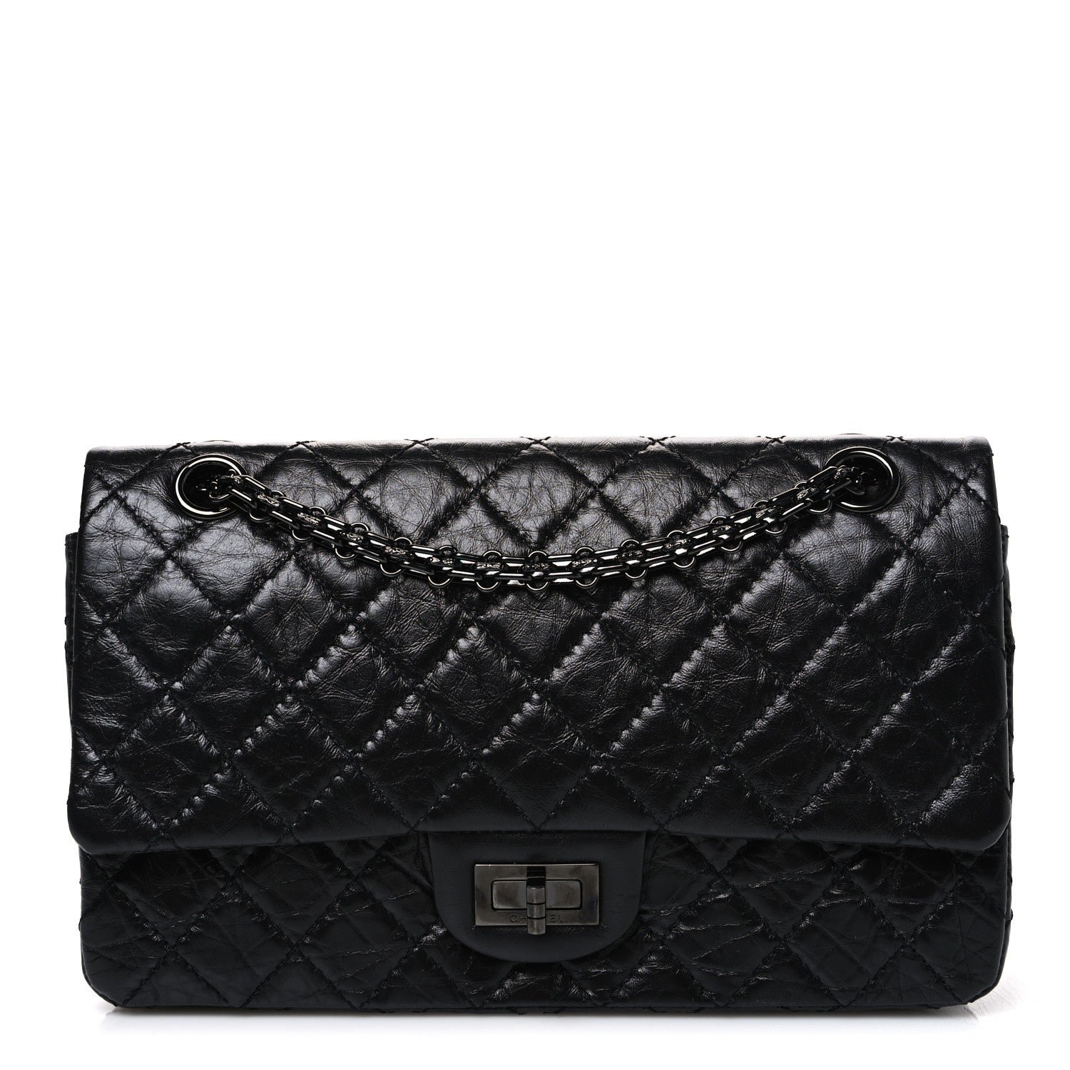 Chanel Aged Calfskin Quilted 2.55 Reissue 225 Flap  So Black