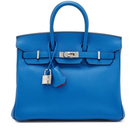 Hermes Bleu Zellige and Capucine Taurillon Novillo Verso Birkin 25 Palladium Hardware, 2020