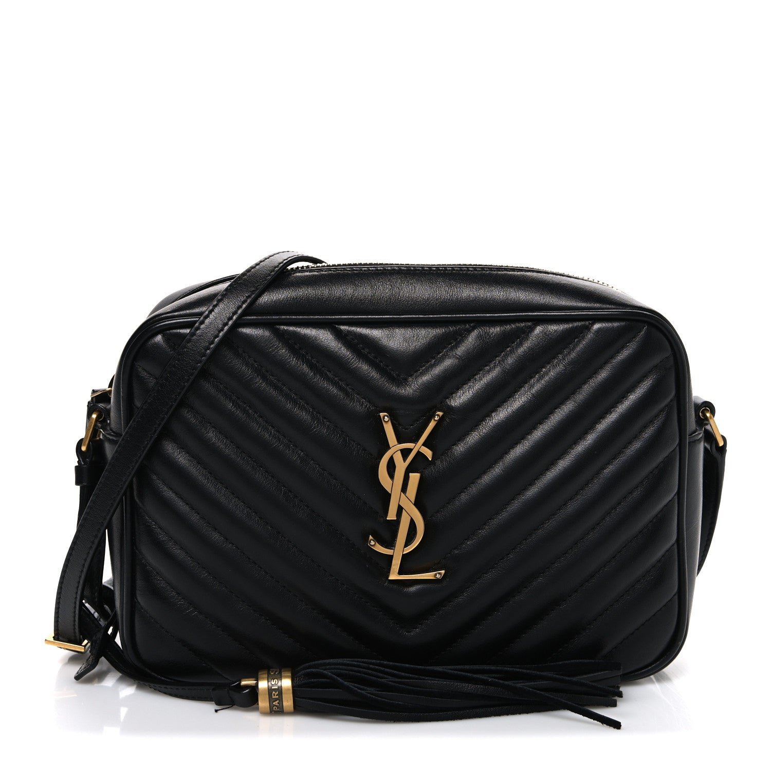Saint Laurent Calfskin Matelasse Monogram Lou Camera Bag Black