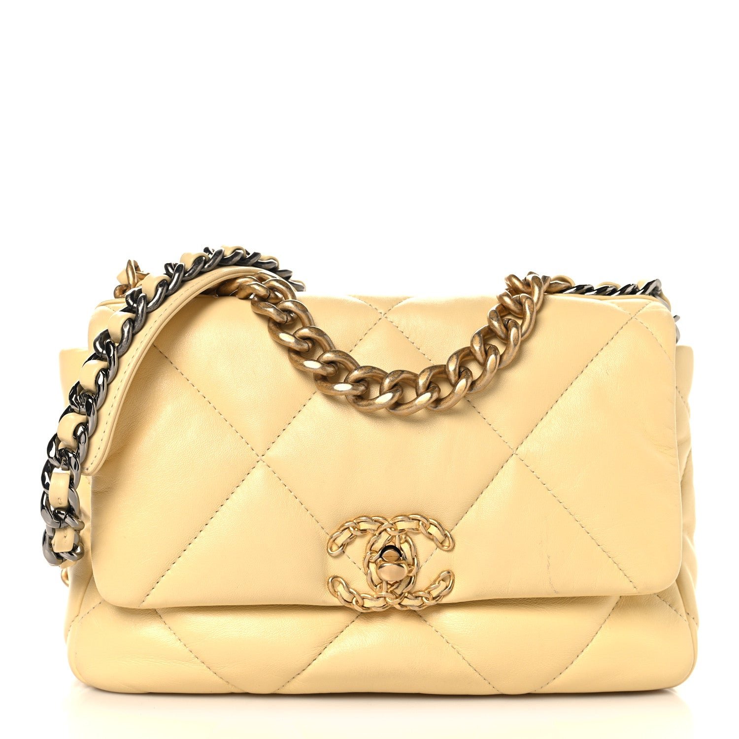 Chanel Lambskin Quilted Medium Chanel 19 Flap Yellow