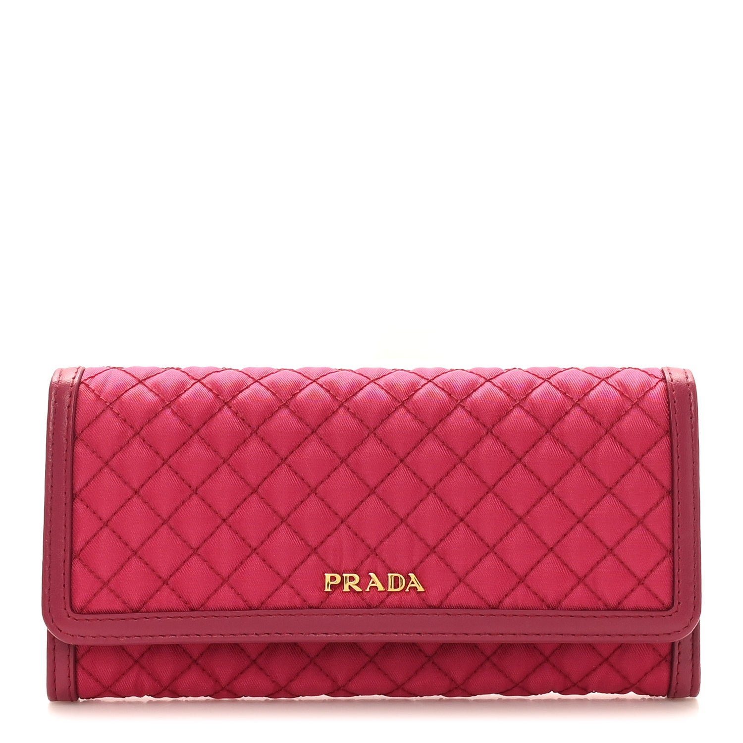 Prada Tessuto Nylon Quilted Continental Flap Wallet Ibisco