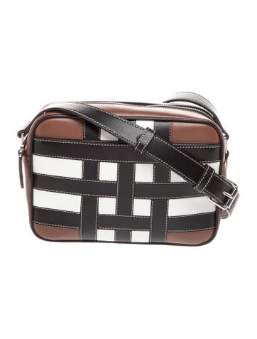 Leather check-pattern leather crossbody bag
