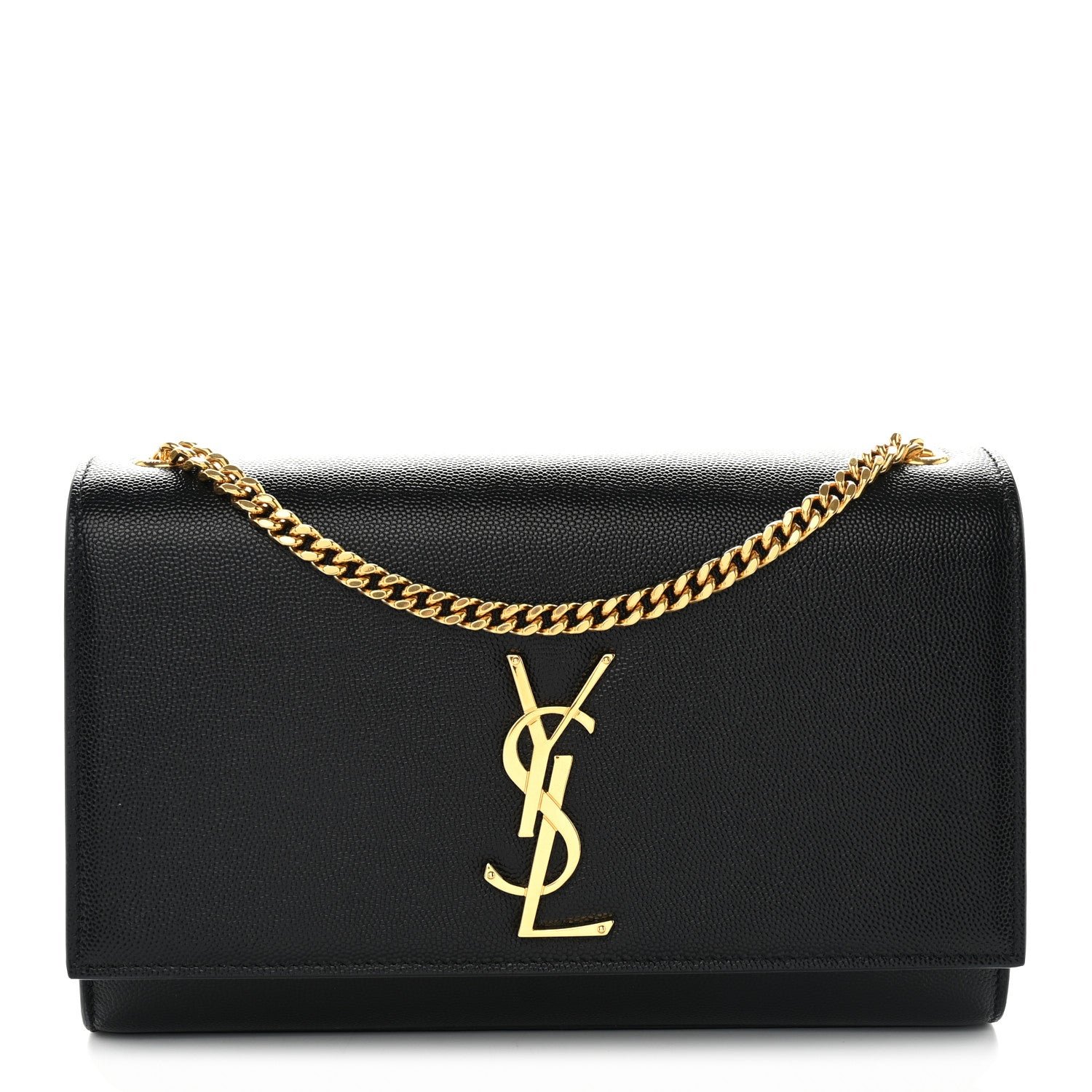 Saint Laurent Saint Laurent Grain De Poudre Medium Classic Monogram Kate Satchel Black