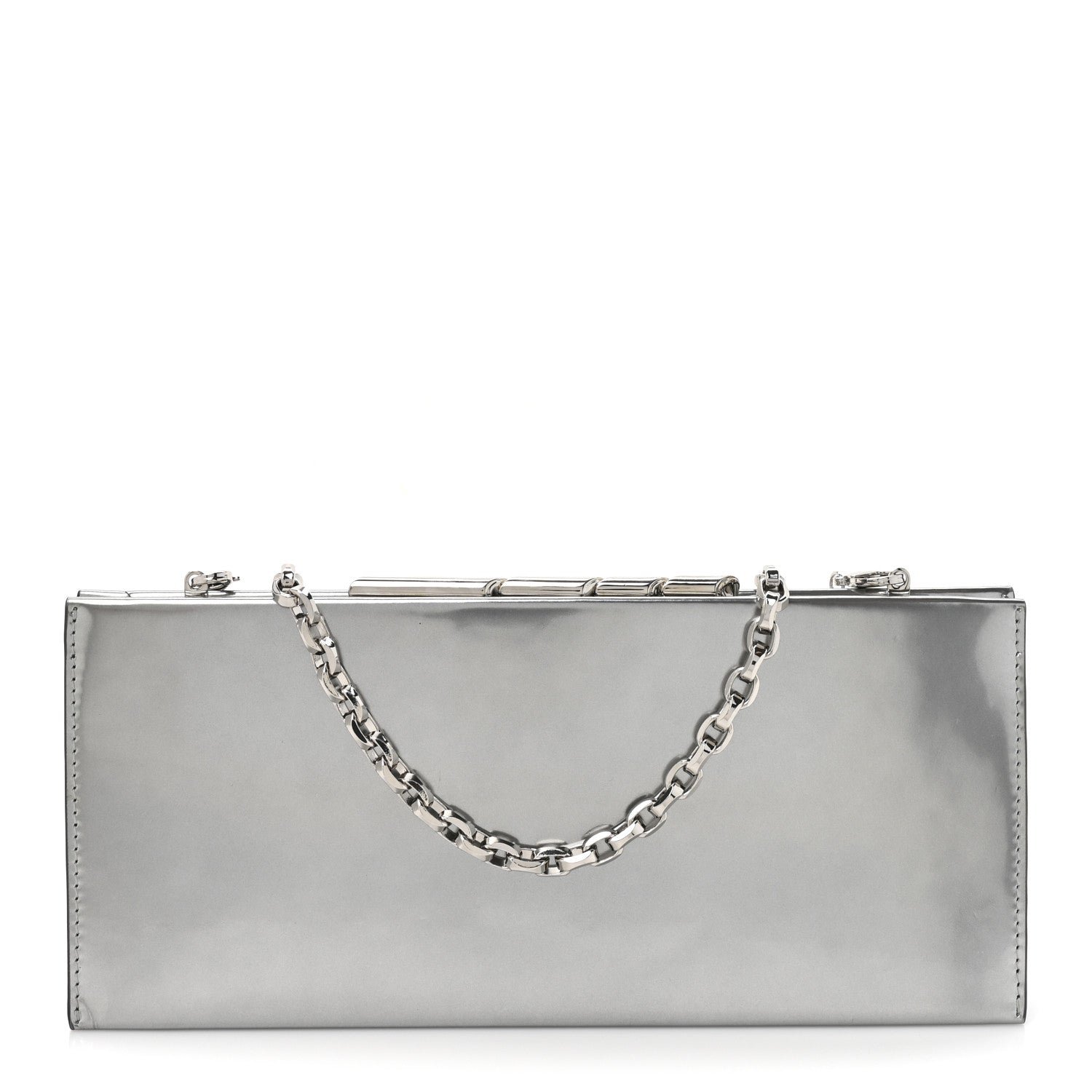 Lanvin Lanvin Metallic Calfskin Clutch Silver