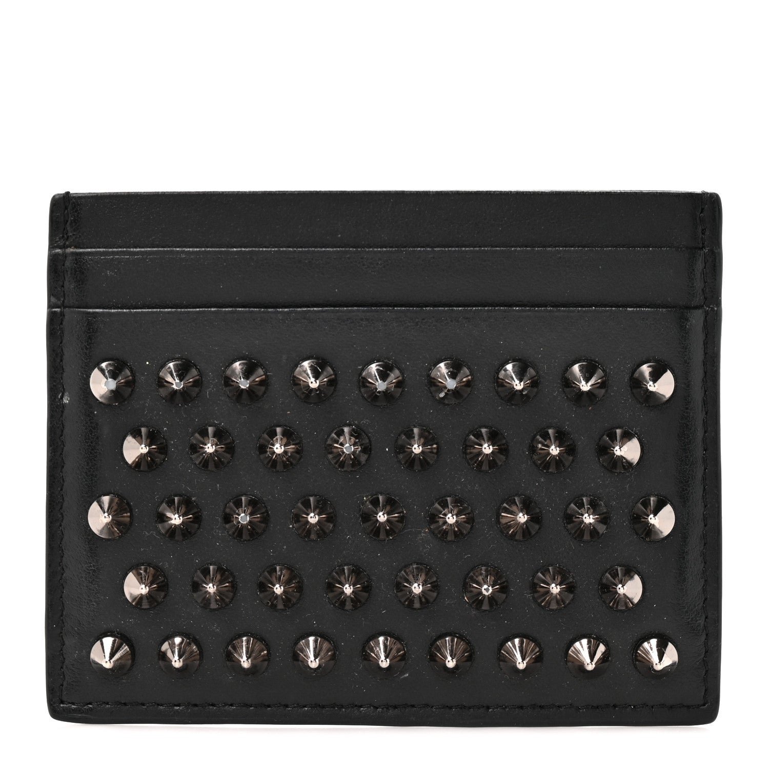 Christian Louboutin Calfskin Paris Spikes Kios Card Holder Black
