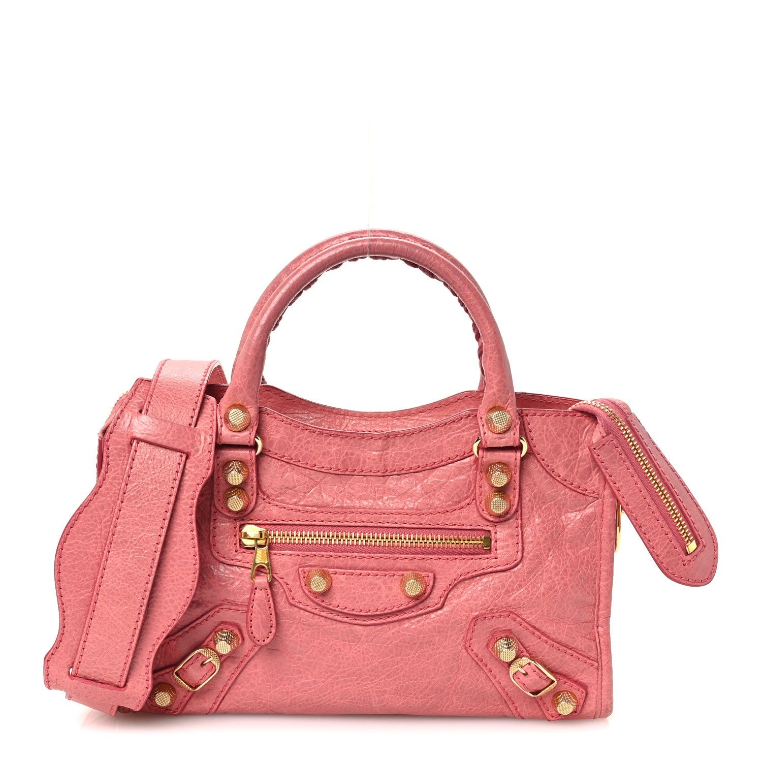 Balenciaga Agneau Giant 12 Gold Hardware Mini City Rose Bombon Raspberry