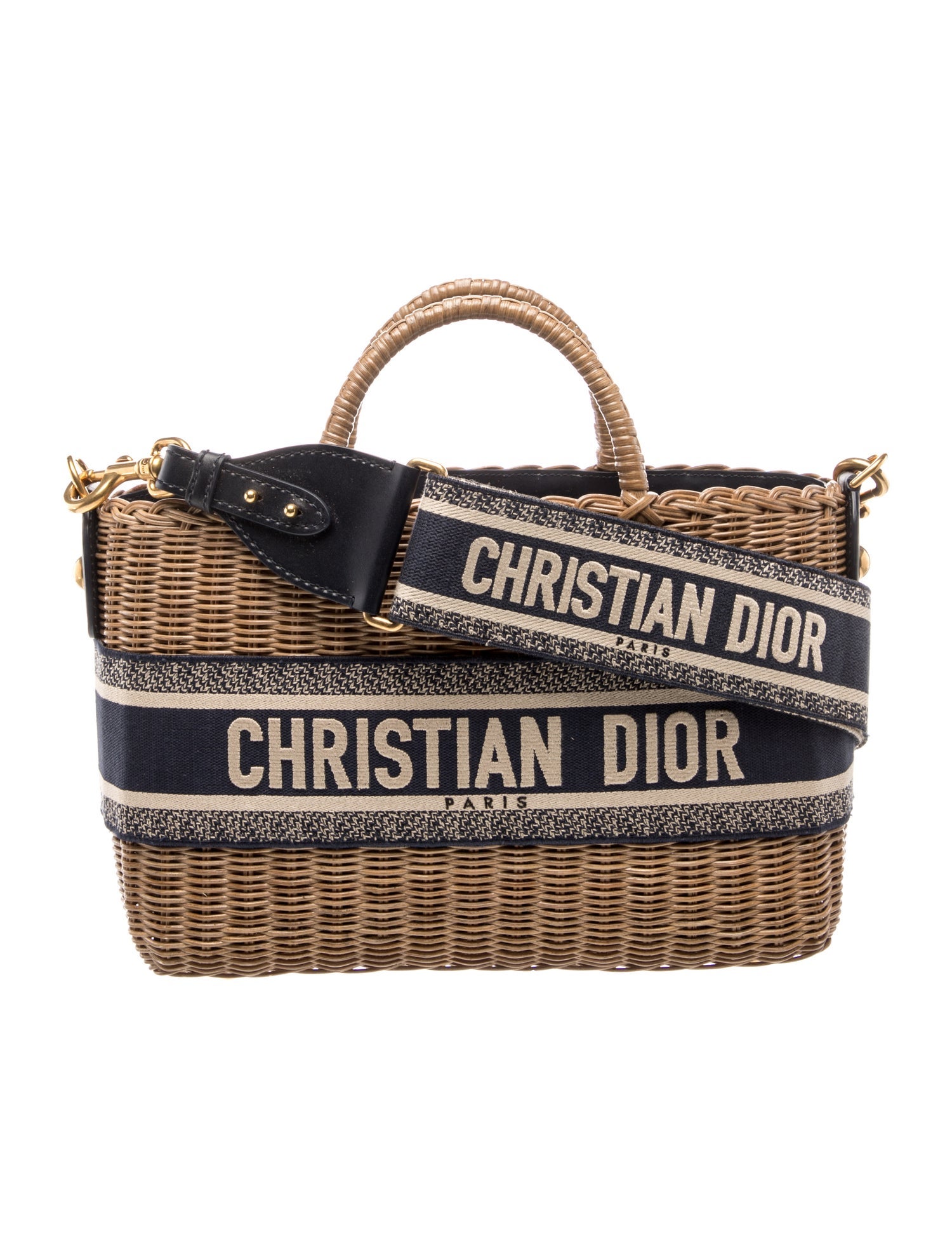 Dior Oblique Jacquard Wicker Basket Medium