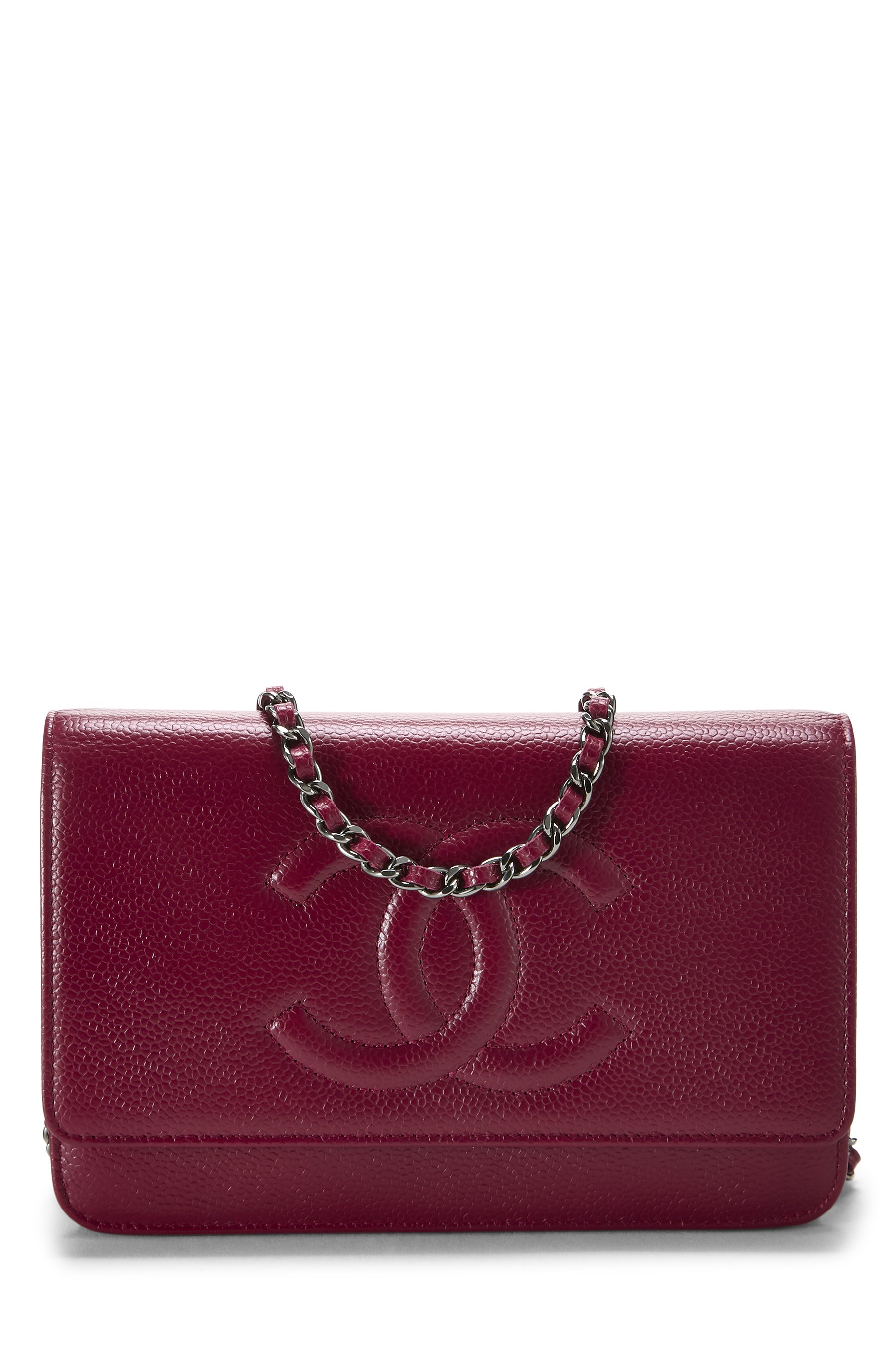 Burgundy Caviar Timeless 'CC' Wallet on Chain (WOC)
