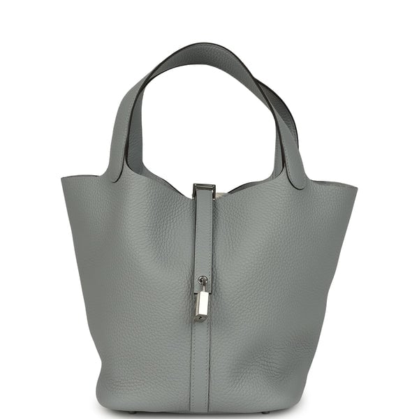 Hermes Picotin Lock 22 Gris Pantin Clemence Palladium Hardware