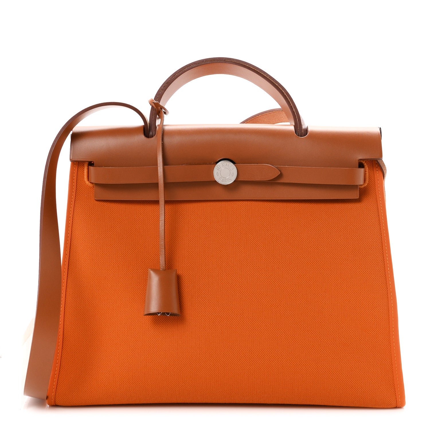 Hermes Toile Officer Vache Hunter Herbag Zip 31 PM Jaune Ambre Natural