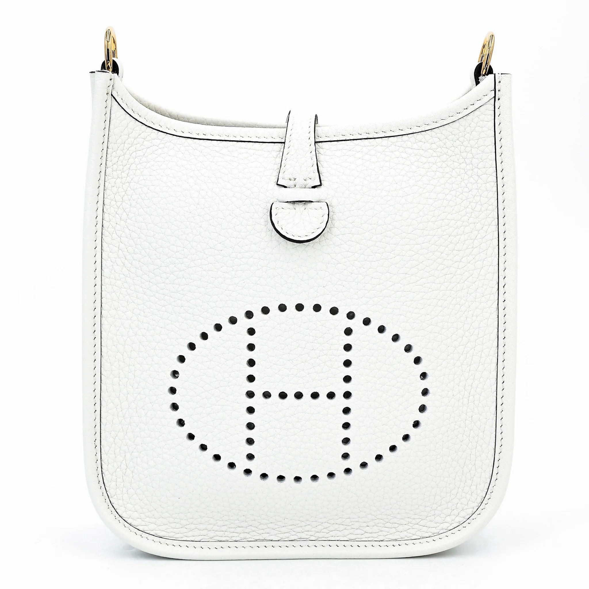 Unused ( Rank NS ) HERMÈS Mini Evelyne 16 Amazone 112cm New White (0U) Clemence Gold hardware B (2023)