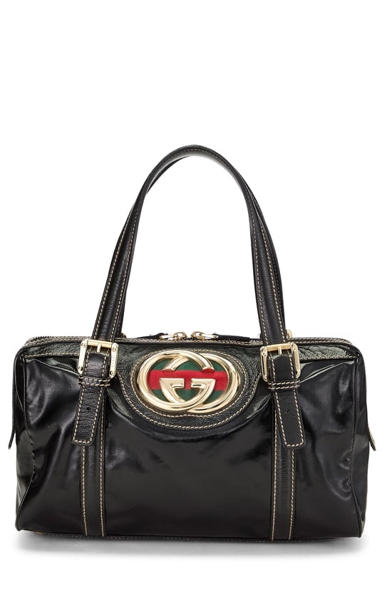 Black Coated Canvas Britt Boston Bag