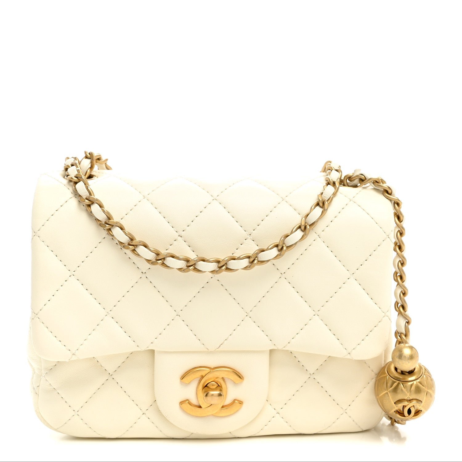 Chanel Lambskin Quilted Mini Pearl Crush Flap White