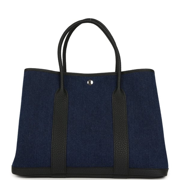 Hermes Hermes Garden Party 36 Denim Moyen, Black Negonda Palladium Hardware