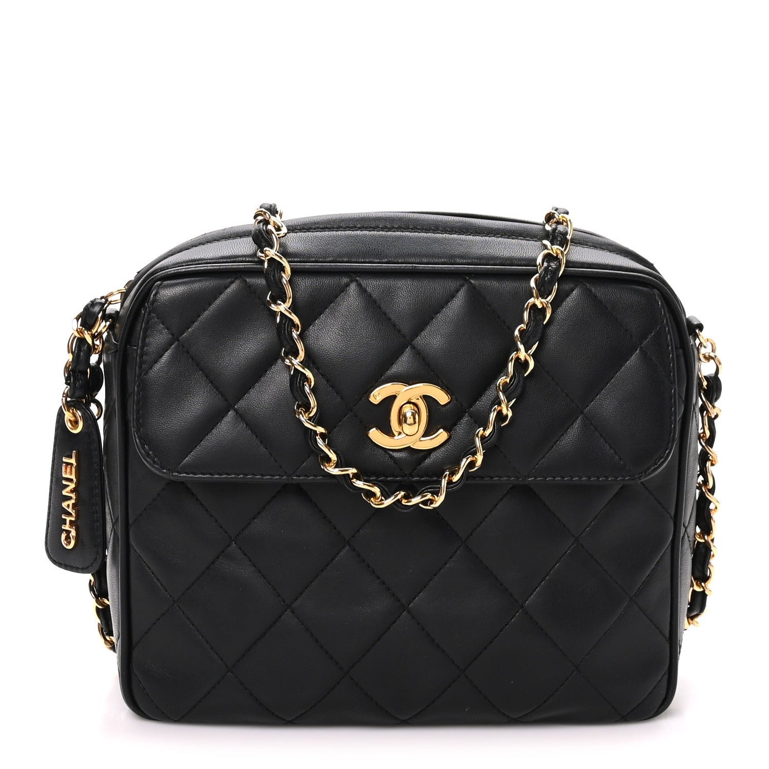 Chanel Lambskin Quilted Camera Case Black