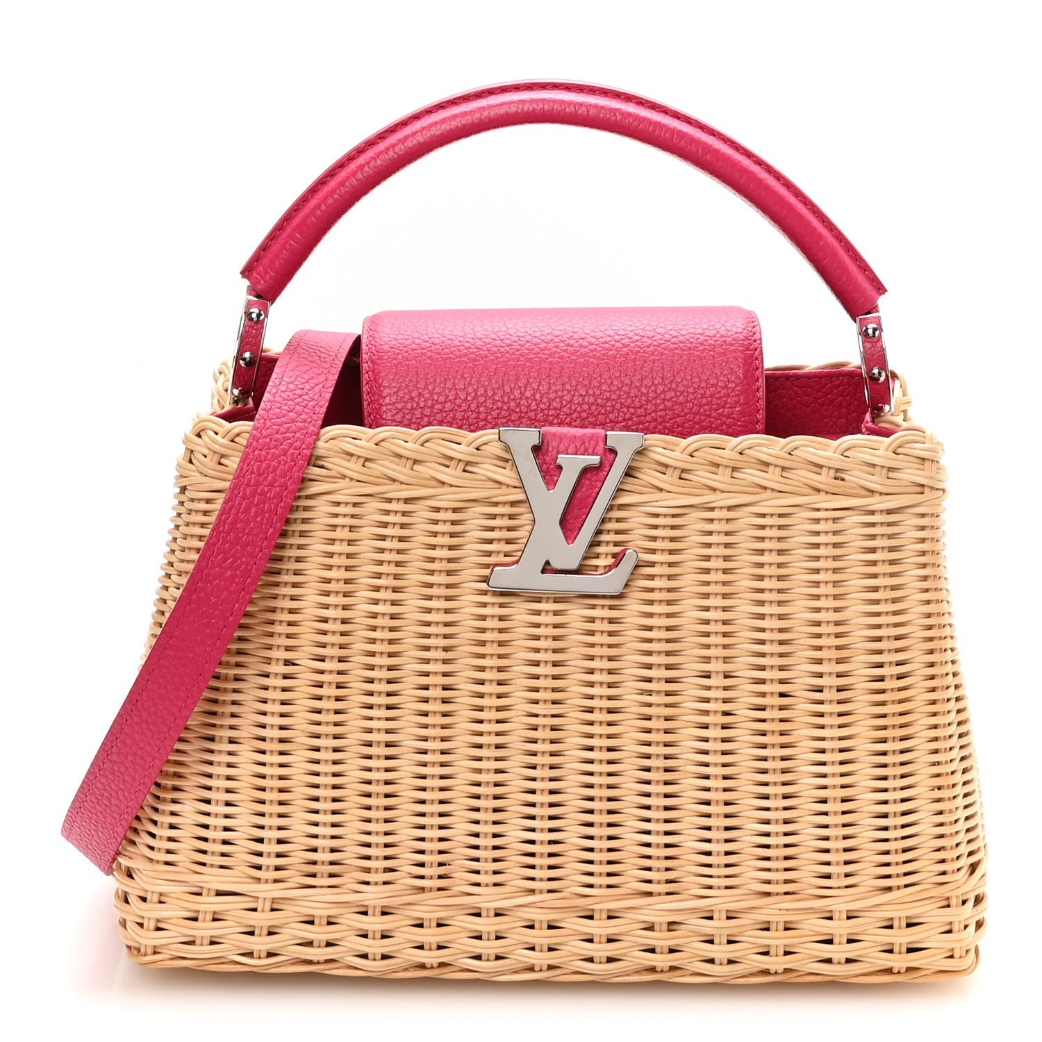 Louis Vuitton Rattan Calfskin Capucines BB Pink