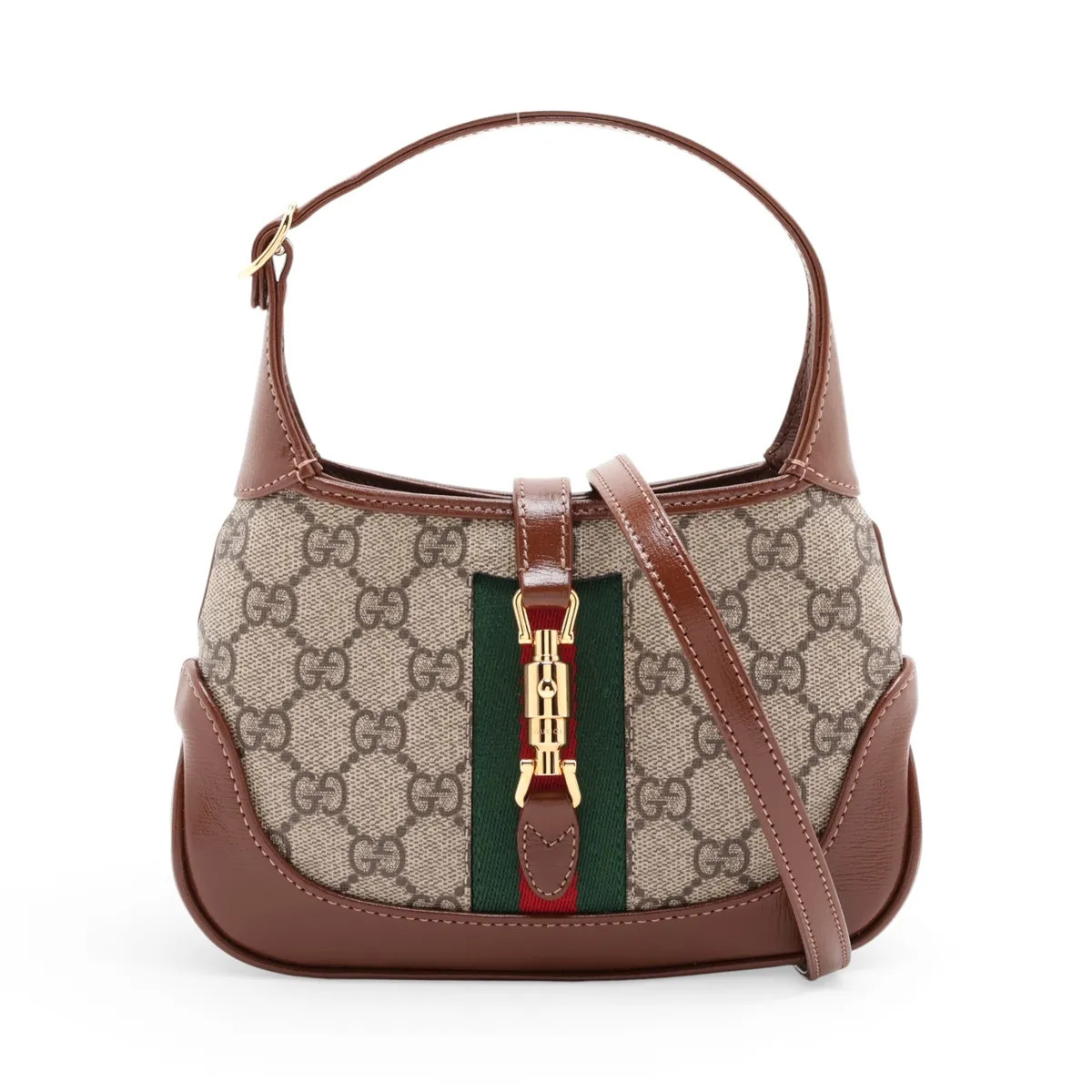 Gucci GG Supreme Jackie 1961 637092 PVC & leather Shoulder bag Brown