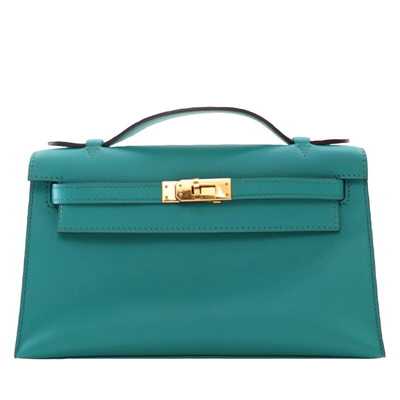 Hermes Bleu Paon Swift Kelly Pochette Gold Hardware, 2016