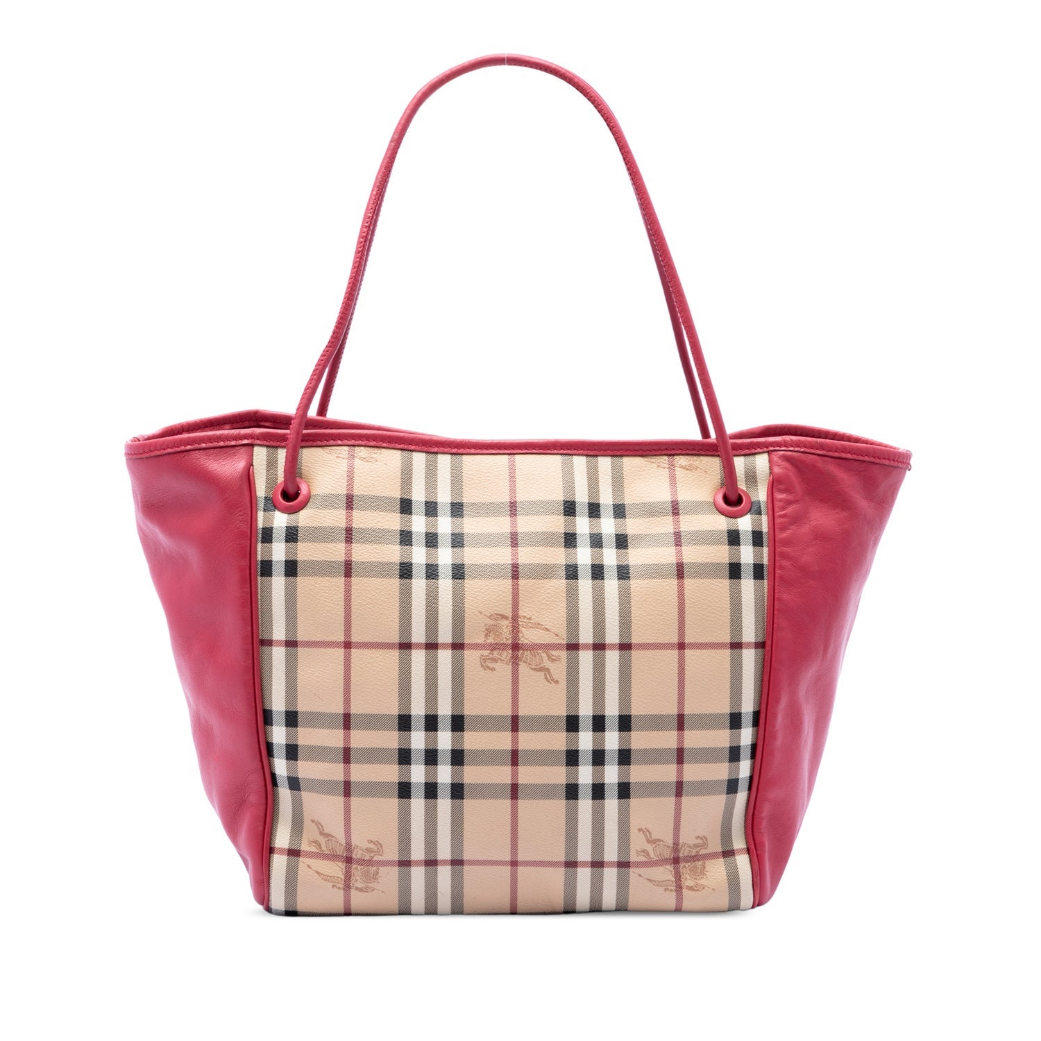 Calf Leather Small Haymarket Check Coated Canvas and Calfskin Canterbury Tote