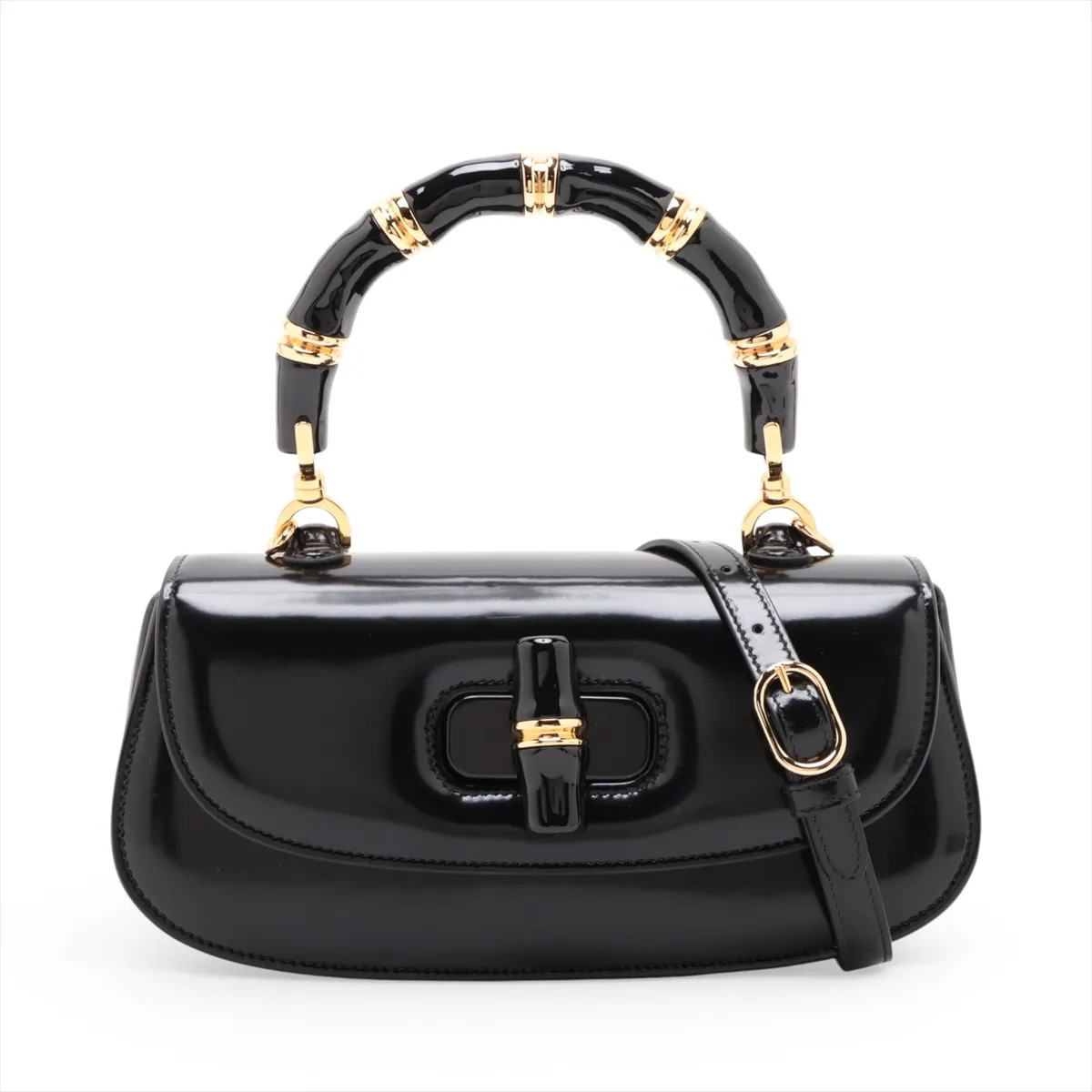 Gucci 827750 Patent Leather 2 Way Handbag Black