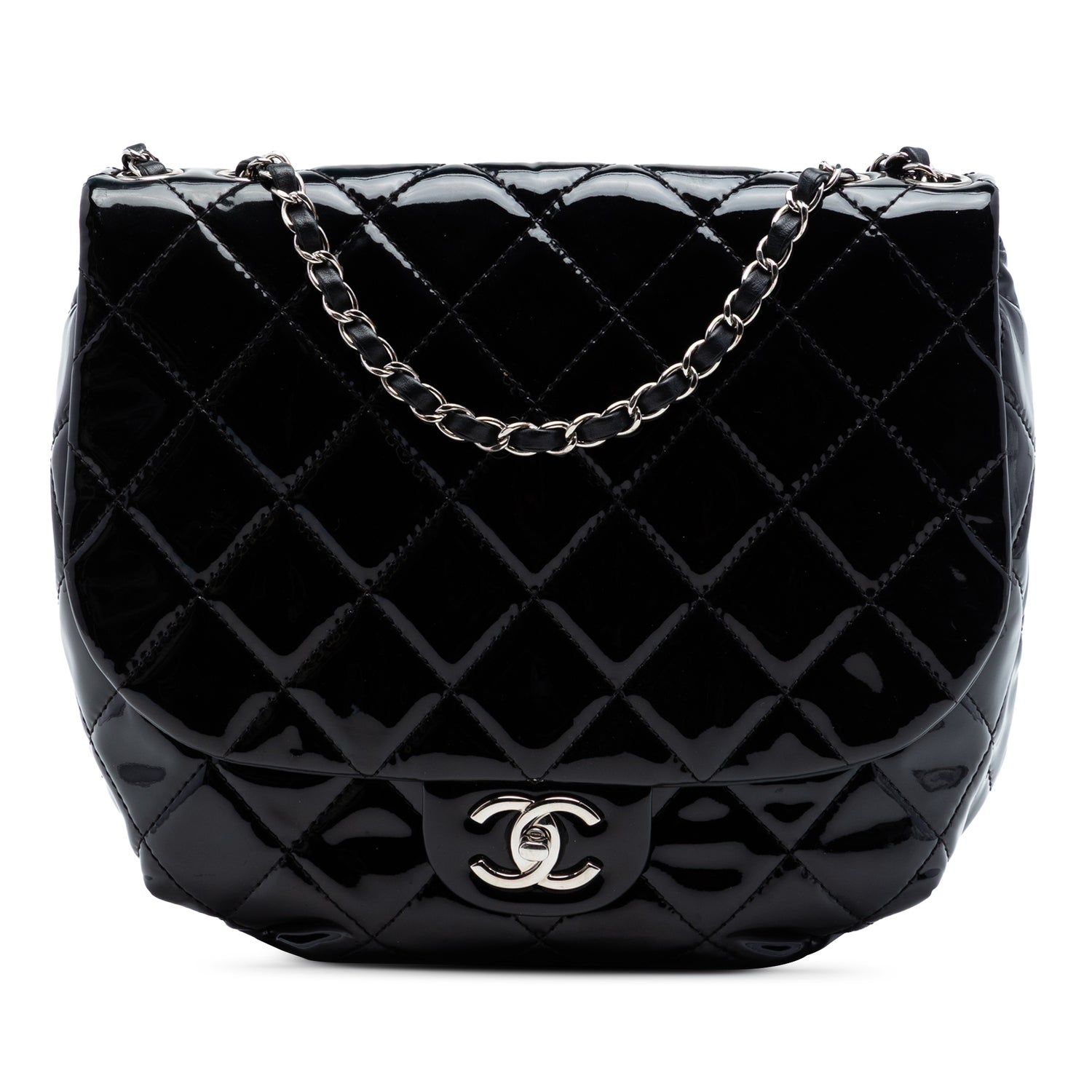 Patent Leather Medium Quilted Patent Bubble CC Flap