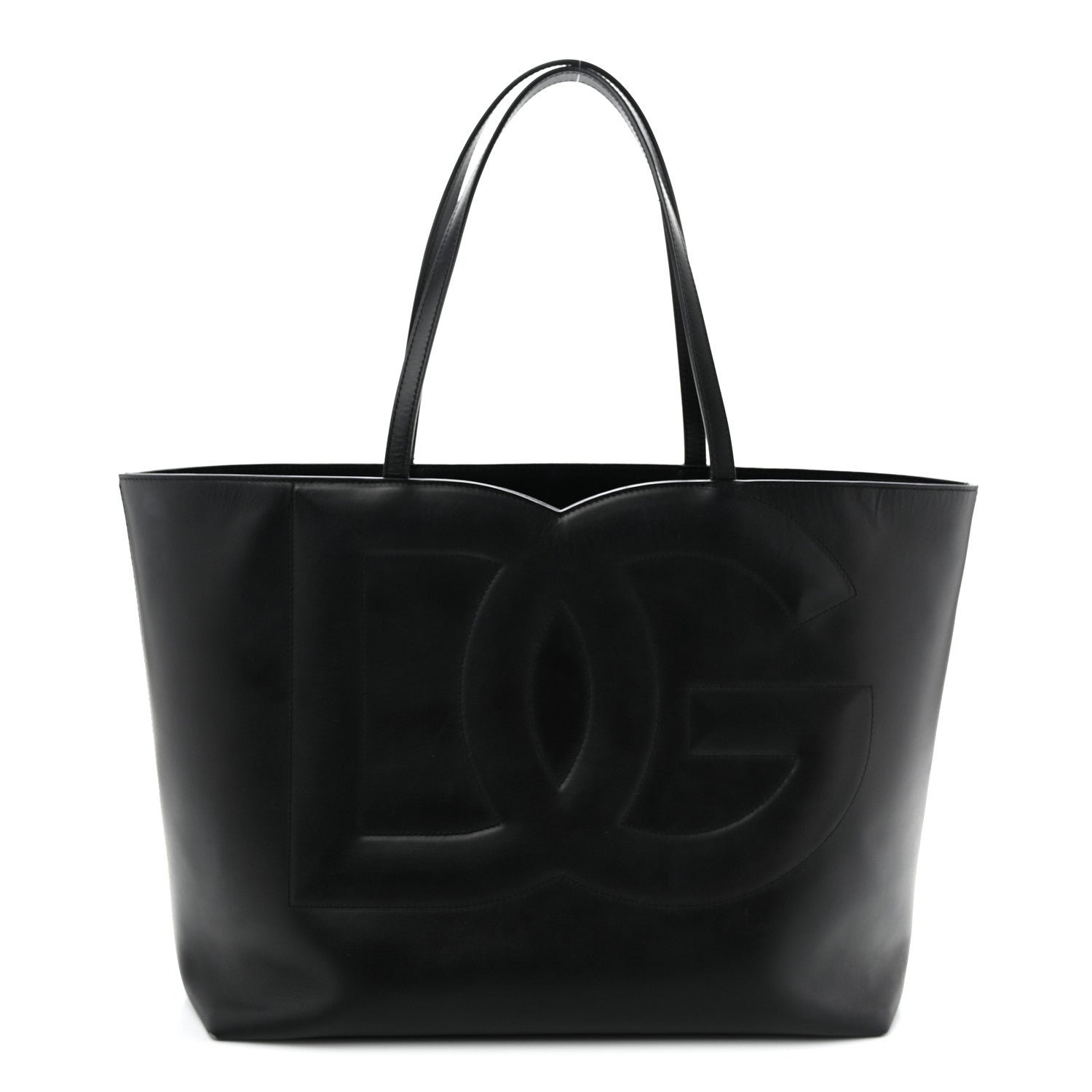 Dolce & Gabbana Calfskin Medium DG Logo Shopper Tote Black