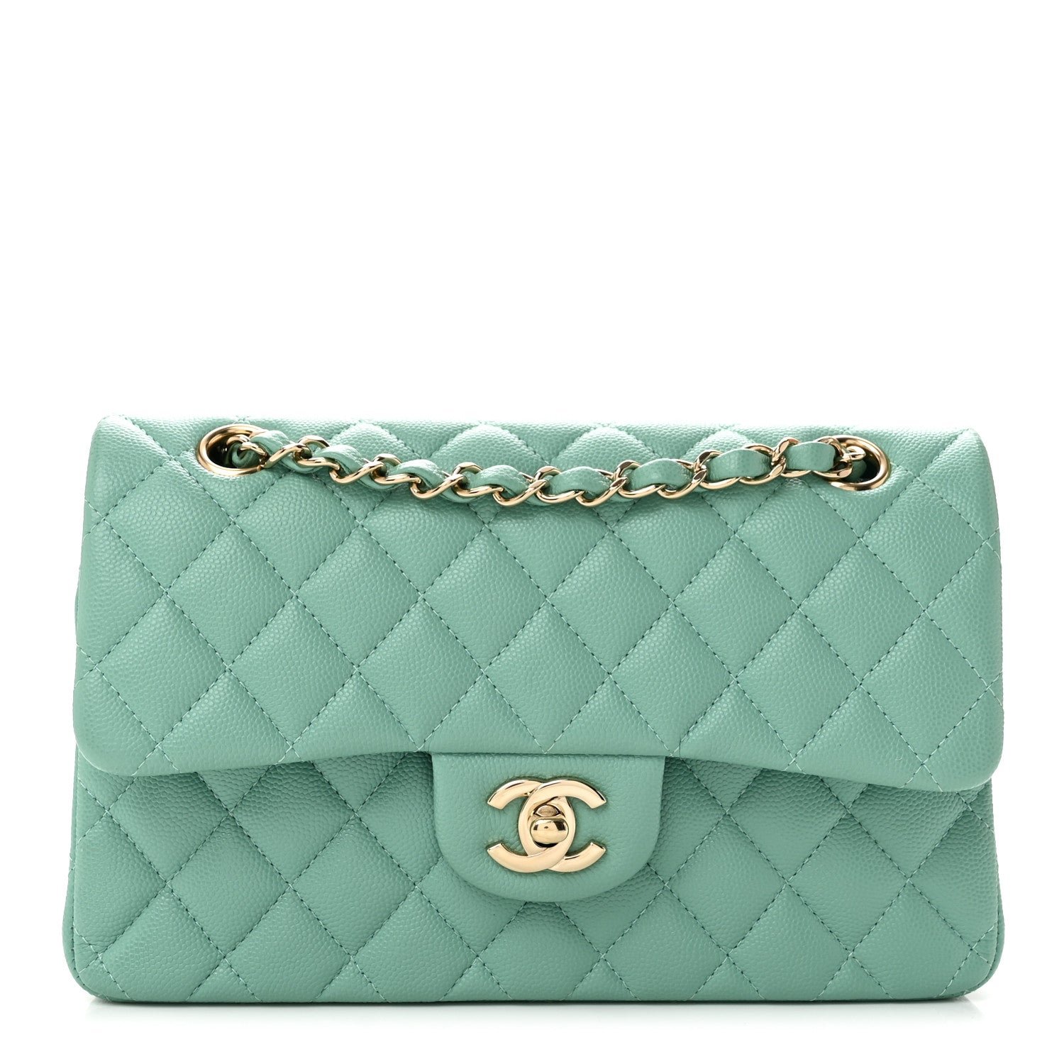 Chanel Caviar Quilted Small Double Flap Light Blue